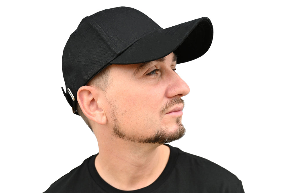 Side View of Man Wearing EMF Radiation Blocking Baseball Hat