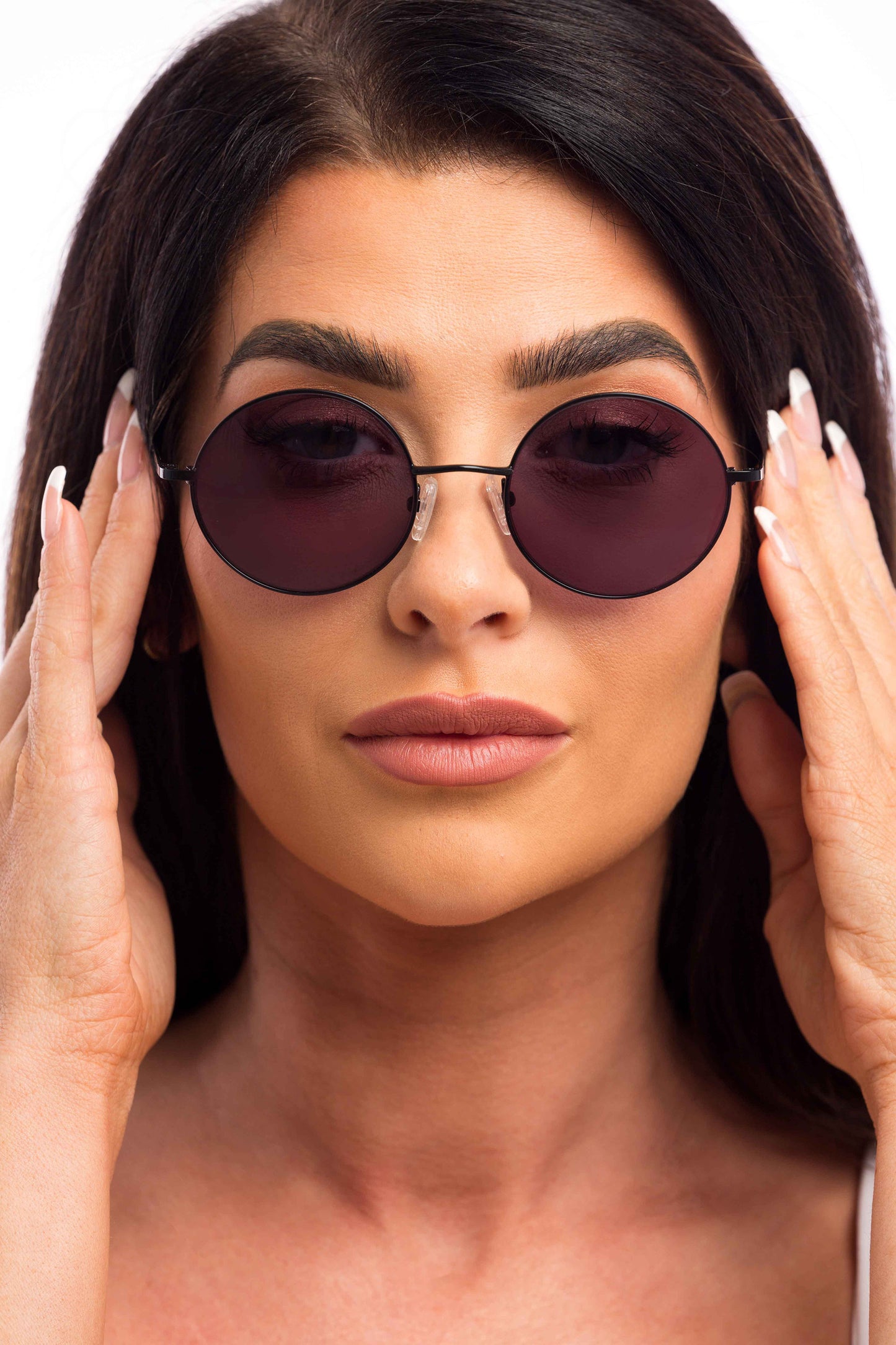 Woman Wearing Lennon Sunglasses (Grey)