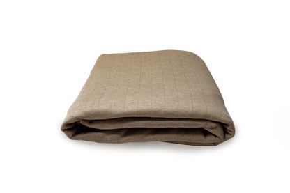 Folded gray textured EMF blanket on a transparent background