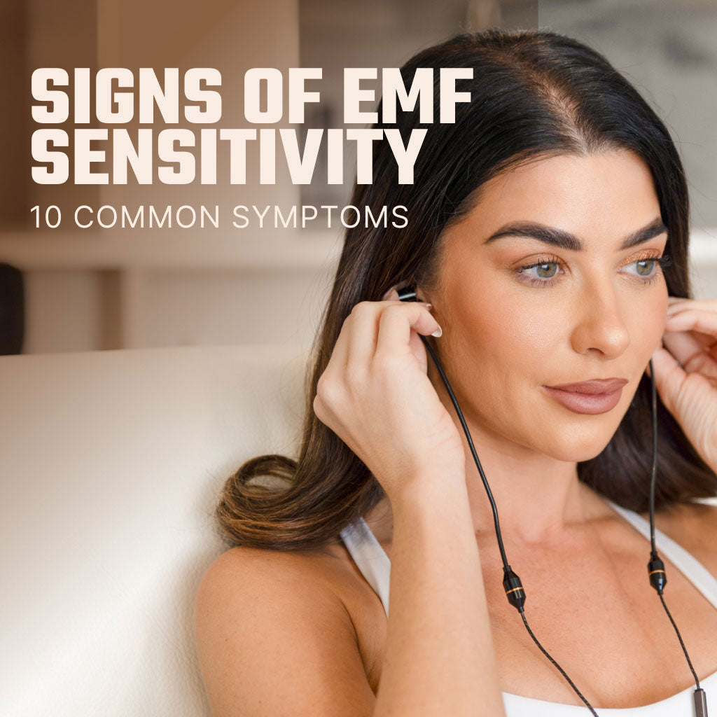 Woman Wearing EMF Radiation Free Air Tube Earphones